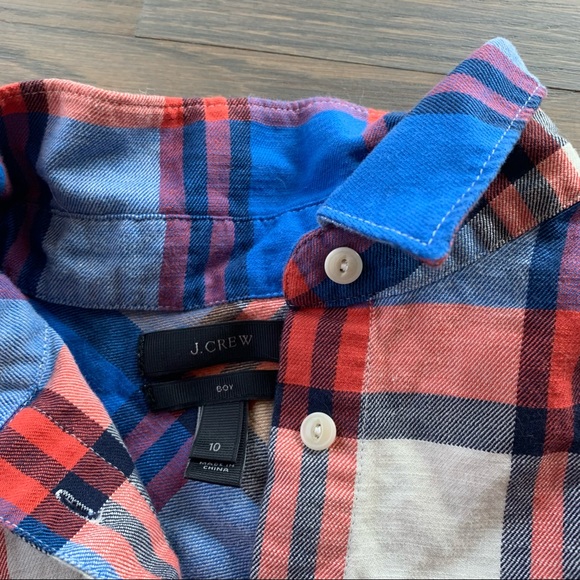 JCrew Plaid Flannel Boy Fit Sz 10 - Picture 2 of 3
